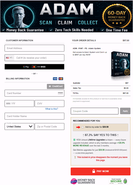 ADAM System-checkout-page